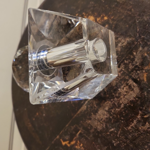 Large Vintage Crystal Perfume Bottle with Snuffer Diamond Stopper - Picture 7 of 13